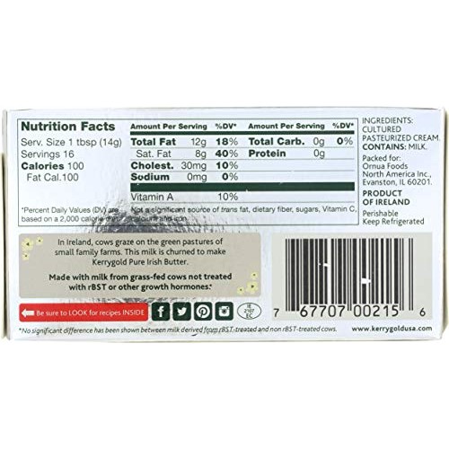 Kerrygold Unsalted Butter Sticks, 8 Ounce Pack Of 20
