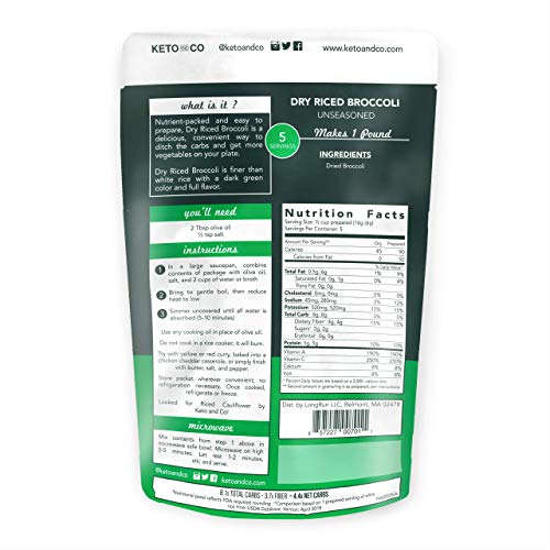 Dry Riced Broccoli By Keto And Co | Unseasoned | Just 4.4G Net C