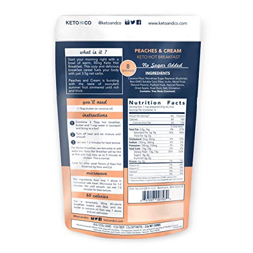 Keto Hot Breakfast By Keto And Co | Peaches And Cream Flavor | J