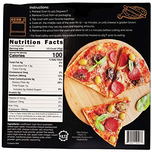 Keto Factory Italian Cauliflower Pizza Crusts, 3-Pack, 6 Thin Fr