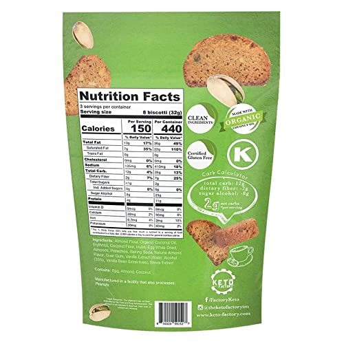 Keto Factory Pistachio Biscotti Cookies, 3.39 oz | Keto, Diabeti...