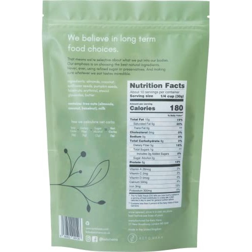 Keto Hana Coconut & Almond Butter Granola Breakfast Cereal, Lo...