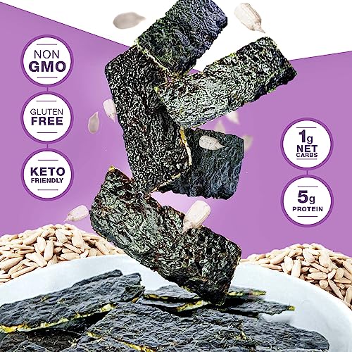 Keto Valley Seaweed Snacks - 1g Net Carbs - Sea Salt Sunflower -...