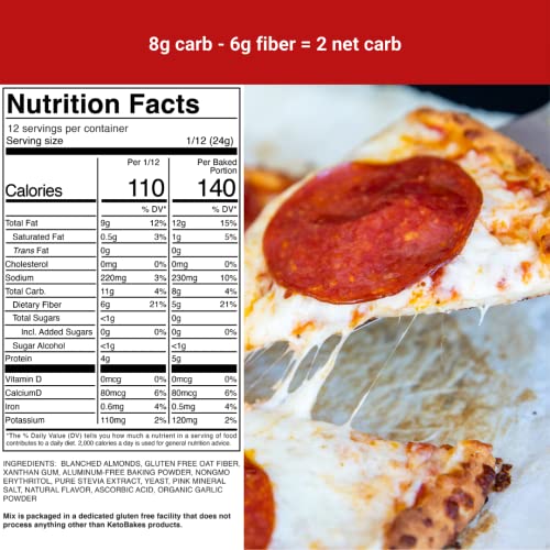 KetoBakes Low Carb Pizza Crust Mix - 2g Net Carbs - Clean Keto a...