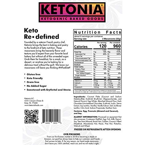Ketonia Keto Coconut Macaroons - 16 Hand Made Macaroons - 1/2 Ne