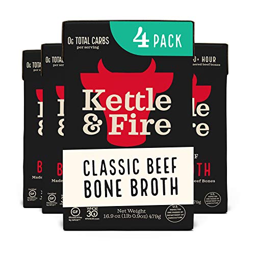 Beef Bone Broth Soup By Kettle And Fire, Pack Of 4, Keto Diet, P
