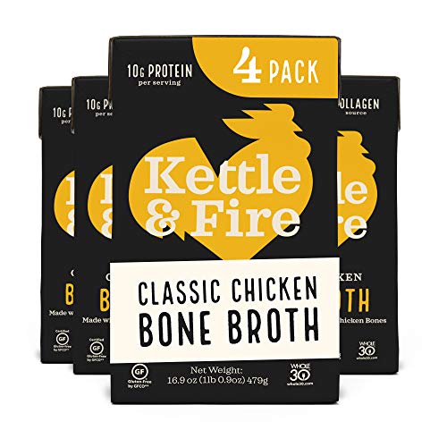 Chicken Bone Broth Soup By Kettle And Fire, Pack Of 4, Keto Diet