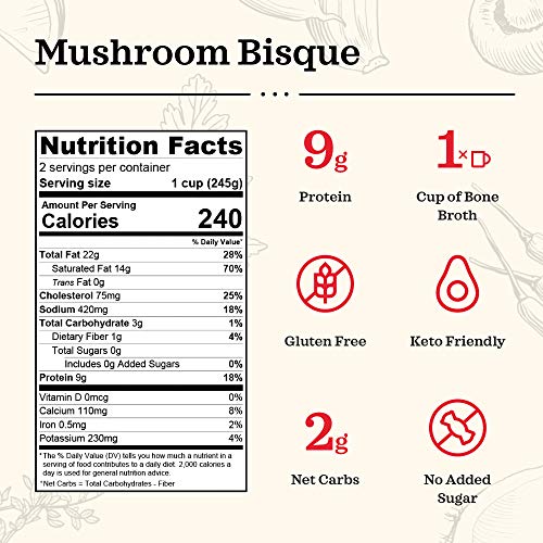 Keto Soup By Kettle And Fire, Mushroom Bisque, Pack Of 3, Gluten
