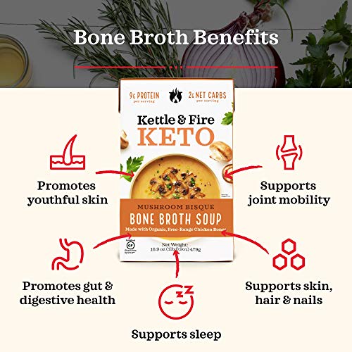 Keto Soup By Kettle And Fire, Mushroom Bisque, Pack Of 3, Gluten