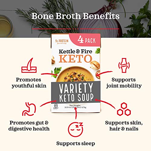 Keto Soup Variety Pack By Kettle And Fire, Pack Of 4, Spicy Caul