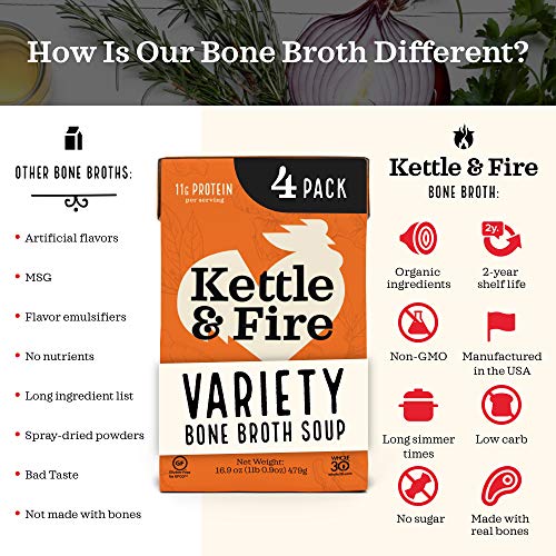Kettle And Fire Beef And Chicken Beef Bone Broth Variety Pack, K