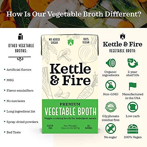 Kettle &Amp; Fire Organic Vegetable Broth, 32 Oz