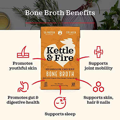 Mushroom Chicken Bone Broth By Kettle And Fire, Pack Of 6, Keto