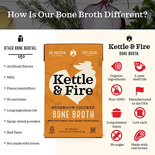 Mushroom Chicken Bone Broth By Kettle And Fire, Pack Of 6, Keto