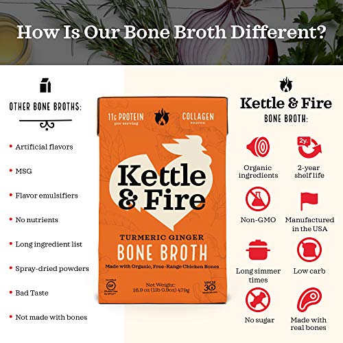 Turmeric Ginger Chicken Bone Broth By Kettle And Fire, Pack Of 3