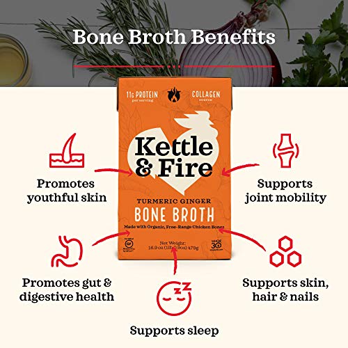Turmeric Ginger Chicken Bone Broth By Kettle And Fire, Pack Of 3