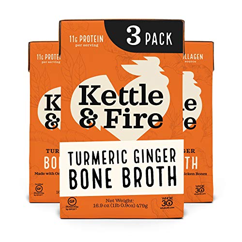 Turmeric Ginger Chicken Bone Broth By Kettle And Fire, Pack Of 3
