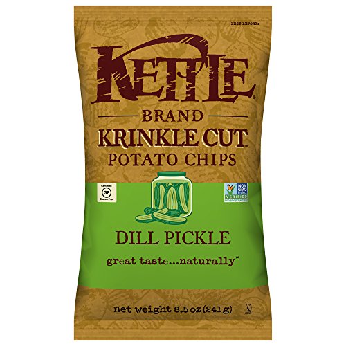 Kettle Brand Potato Chips, Krinkle Cut Dill Pickle, 8.5 Ounce P