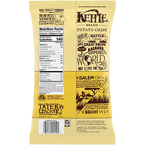 Kettle Brand Potato Chips, Parmesan Garlic Kettle Chips, 8.5 Oun