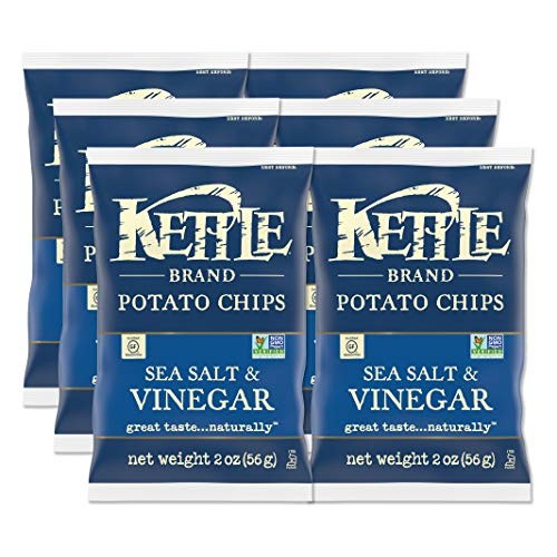 Kettle Brand Potato Chips, Sea Salt And Vinegar, 2-Ounce Bags, 6