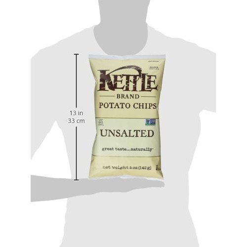 Kettle Brand Potato Chips, Unsalted, 5 Ounce Bags Pack Of 15