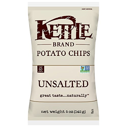 Kettle Brand Potato Chips, Unsalted, 5 Ounce Bags Pack Of 15