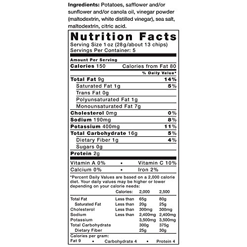 Kettle Brand Potato Chips, Sea Salt And Vinegar, 5-Ounce Bags P