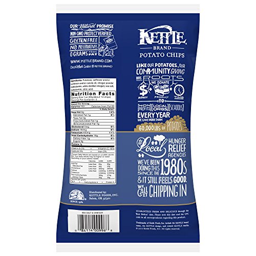 Kettle Brand Potato Chips, Sea Salt And Vinegar, 5-Ounce Bags P