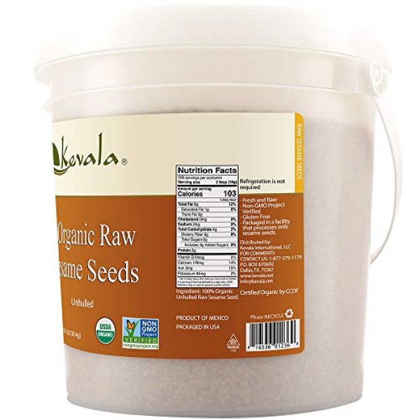 Kevala Organic Raw Sesame Seeds 4Lbs White