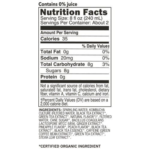 Kevita Master Brew Kombucha Pineapple Peach, 15.2 Ounce Pack Of 6