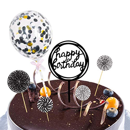 Kewind 12 Pack Happy Birthday Cake Topper, Acrylic Birthday Cupc