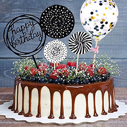 Kewind 12 Pack Happy Birthday Cake Topper, Acrylic Birthday Cupc