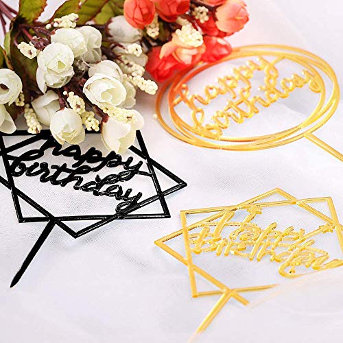 Kewind 12 Pack Happy Birthday Cake Topper, Acrylic Birthday Cupc