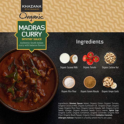 Khazana ORGANIC Madras Curry Indian Simmer Sauce - 6 x 12.7oz Ja...