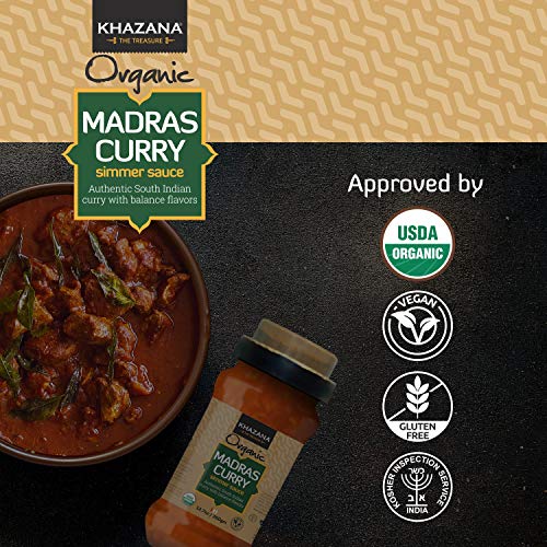 Khazana ORGANIC Madras Curry Indian Simmer Sauce - 6 x 12.7oz Ja...