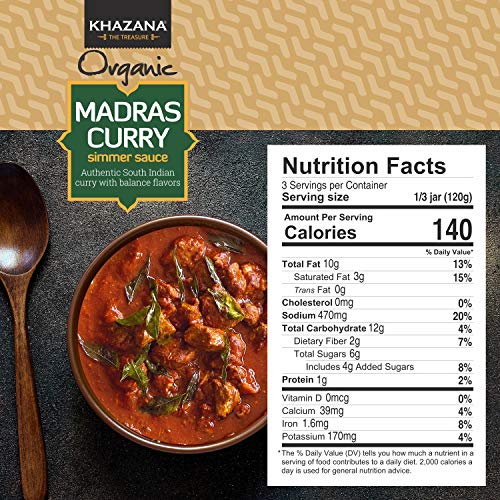 Khazana ORGANIC Madras Curry Indian Simmer Sauce - 6 x 12.7oz Ja...
