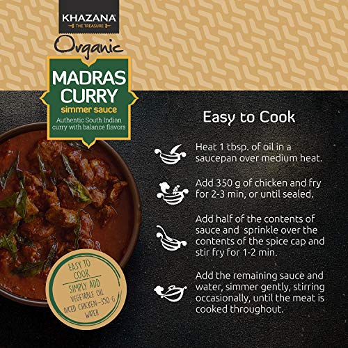 Khazana ORGANIC Madras Curry Indian Simmer Sauce - 6 x 12.7oz Ja...