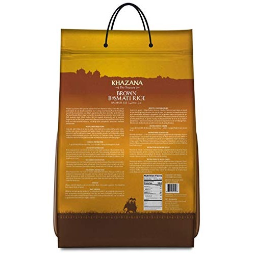 Khazana Premium Brown Basmati Rice - 10Lb Resealable Ziploc Bag