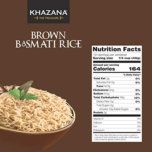 Khazana Premium Brown Basmati Rice - 10Lb Resealable Ziploc Bag