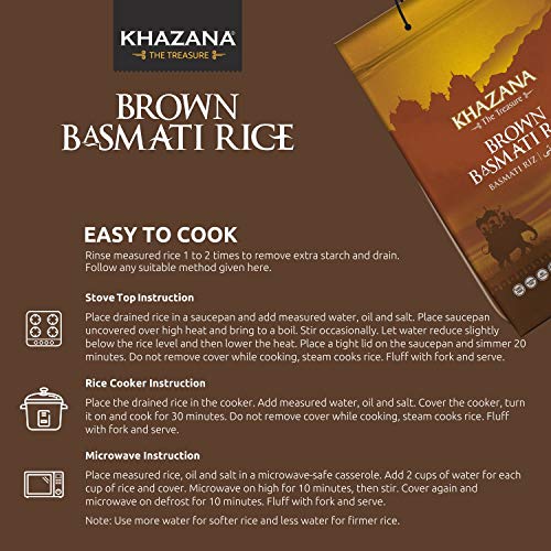 Khazana Premium Brown Basmati Rice - 10Lb Resealable Ziploc Bag