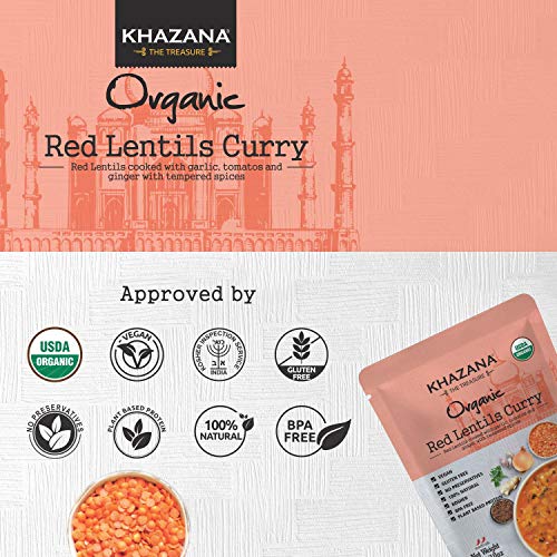 Vegan Organic Ready To Eat Indian Meals 6-Pack - Red Lentil Cu