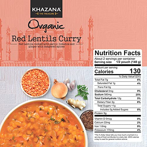 Vegan Organic Ready To Eat Indian Meals 6-Pack - Red Lentil Cu