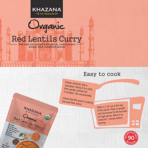 Vegan Organic Ready To Eat Indian Meals 6-Pack - Red Lentil Cu