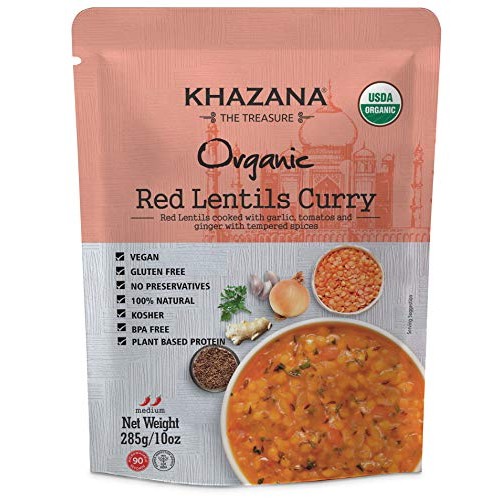 Vegan Organic Ready To Eat Indian Meals 6-Pack - Red Lentil Cu