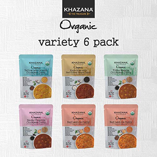 Vegan Organic Ready To Eat Indian Meals Variety Pack - 6 X 10Oz