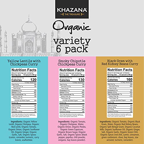 Vegan Organic Ready To Eat Indian Meals Variety Pack - 6 X 10Oz