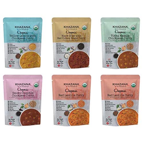 Vegan Organic Ready To Eat Indian Meals Variety Pack - 6 X 10Oz