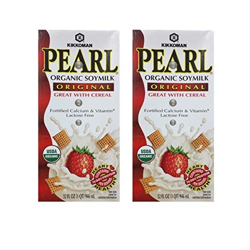 Kikkoman Pearl Organic Soymilk Original 2 Pack, Total Of 64Fl.Oz