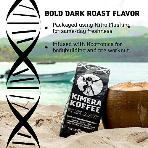 Dark Roast, Nootropic Infused Ground Coffee 12Oz, Rich, Organi