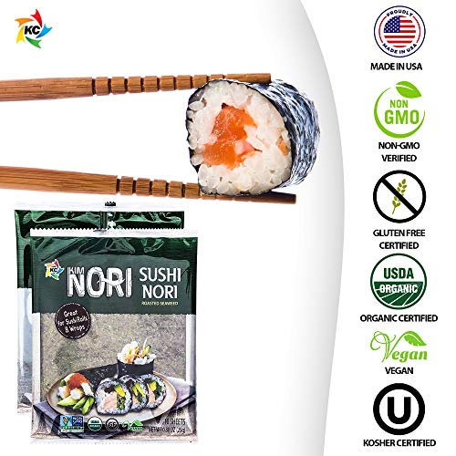 Organic 10 Full Size Sheet Kimnori Sushi Nori Premium Roasted Se